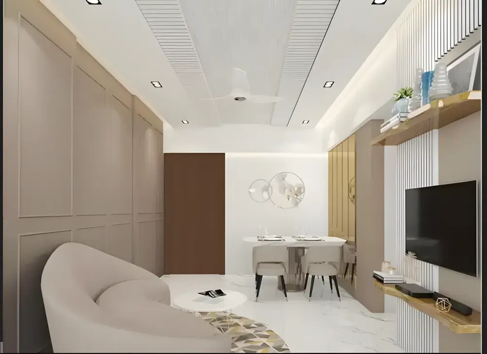 Living and dining lounge render